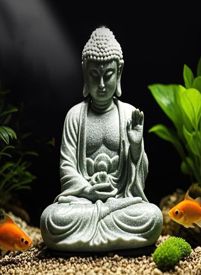 livelyfish Meditating Buddha Statue Natural Sandstone Buda Sculptures for Fish Tank Aquarium Decorations Home Zen Garden Bonsai Ornament Decor, Gifts (Fearless-Small) - Image 3